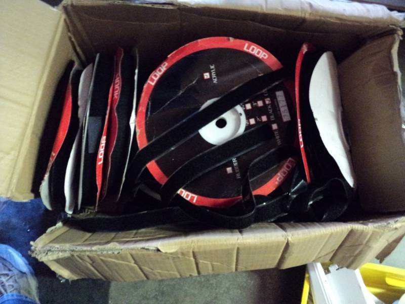 lot 3284 image: (11) rolls acrylic velcro loop,  one side,  (1) roll acrylic loop sticky side