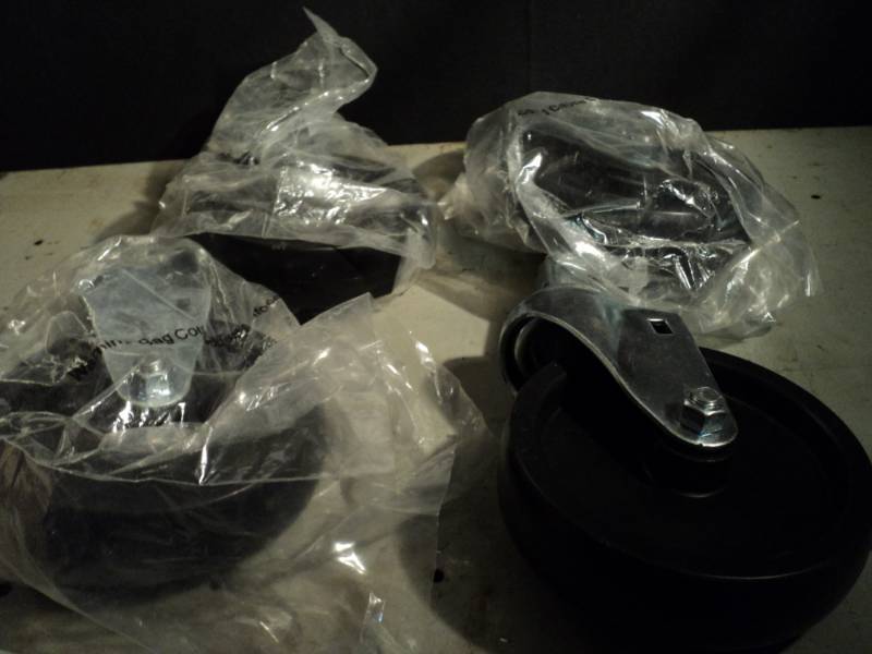 lot 3306 image: (4) CT lot caster wheels,  post mount,  takes pin not included