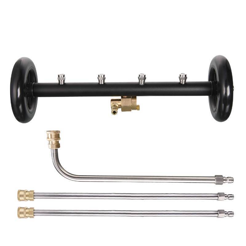 lot 3604 image: Tool Daily Dual-Function Undercarriage Cleaner,Surface Cleaner for Pressure Washer, 16 Inch, Underbody Car Wash Water Broom with 3 Pieces Extension Wand, 4000 PSI