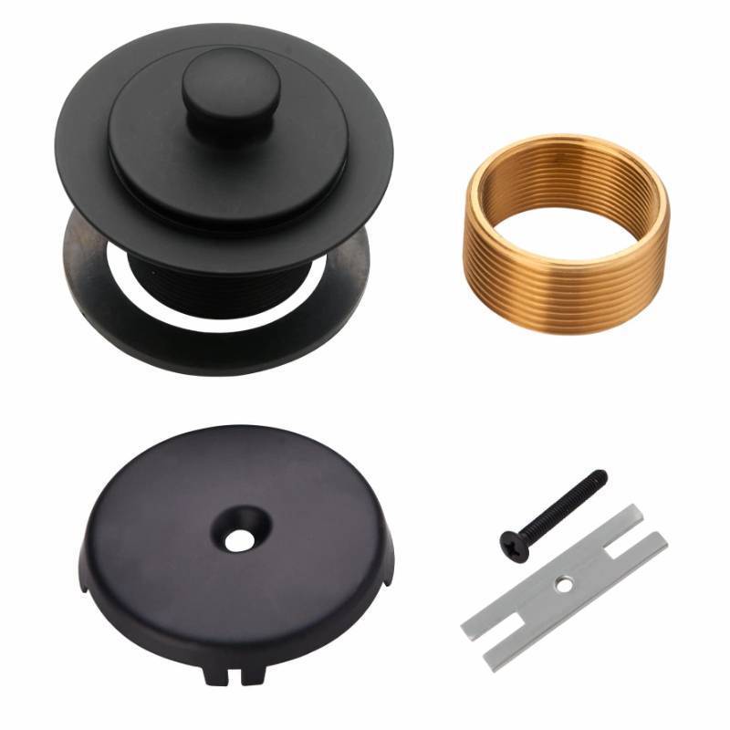 lot 3947 image: Black Bathtub Drain Conversion Kit Assembly with Single Hole Overflow Faceplate, Wellup All Metal Lift and Turn Tub Drain Twist Trim Kit with Universal FineCoarse Thread(Matte Black)
