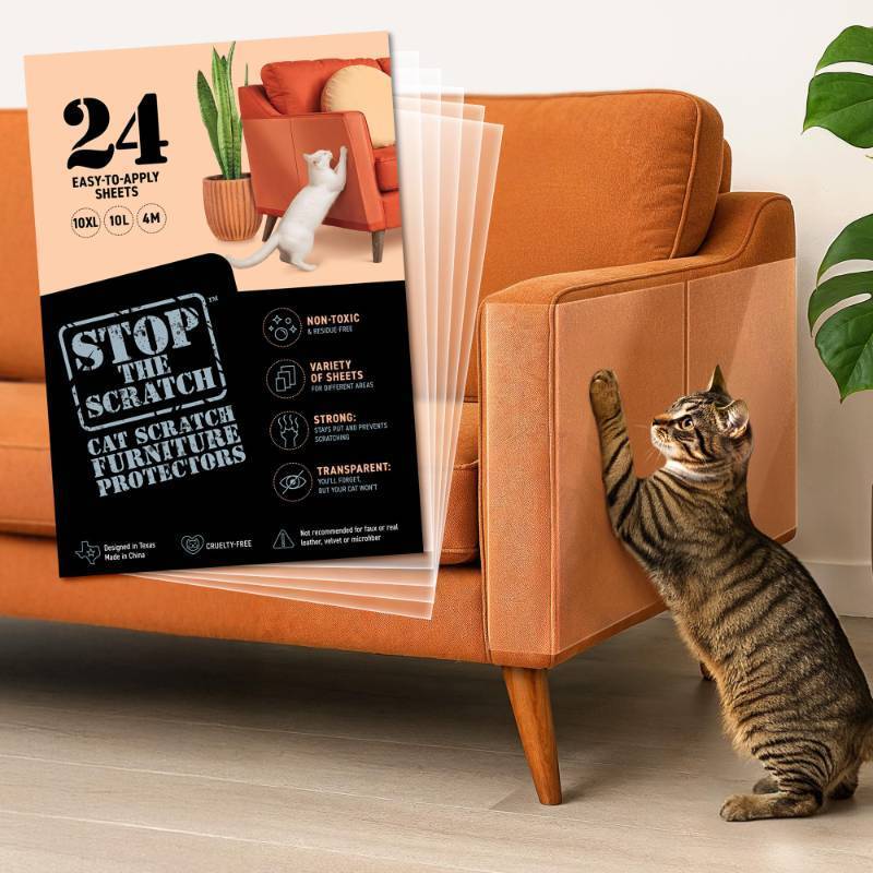 lot 3950 image: Cat Scratch Deterrent Tape XL Clear Double-Sided Sticky Sheets to Protect Furniture from Cats Pet-Safe, Transparent Anti-Scratch Adhesive for Couch, Sofa, Doors &amp More