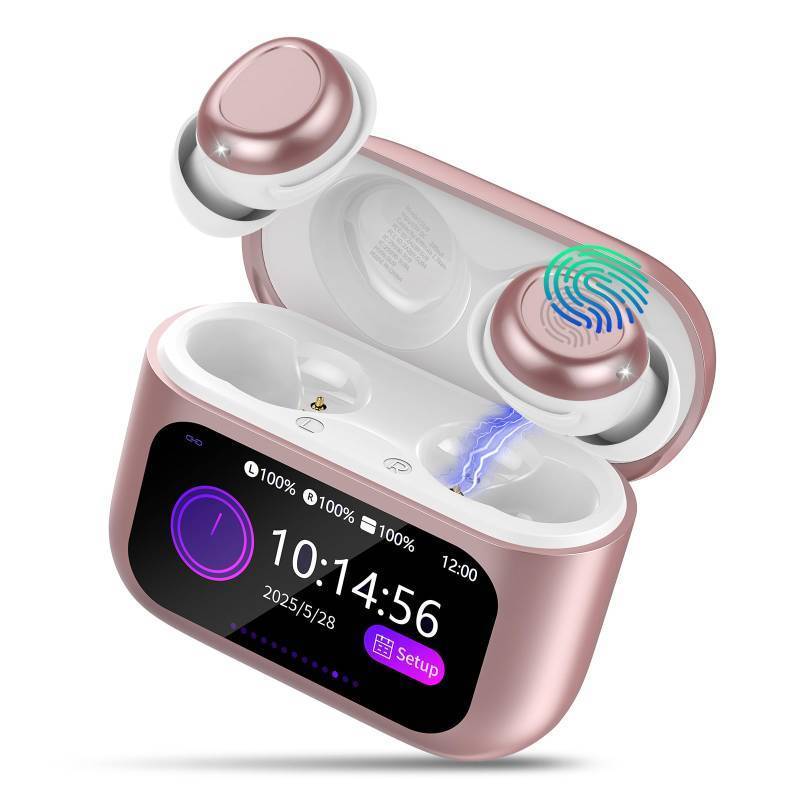 lot 3953 image: ZYHKON Sleep Earbuds Light-Weight Headphones, Mini Sleep Headphones Bluetooth in Ear Small Design for Side Sleepers, 47H Playtime with Charging Case, Dark Pink