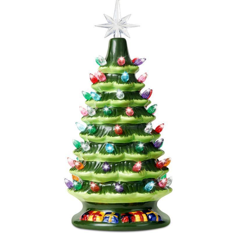 lot 4270 image: Joiedomi 15 Tabletop Prelit Ceramic Christmas Tree with 70 Multicolor Lights, Hand-Painted Ceramic Tabletop Christmas Tree with Extra Clear Top Star for Xmas Holiday Indoor Decorations