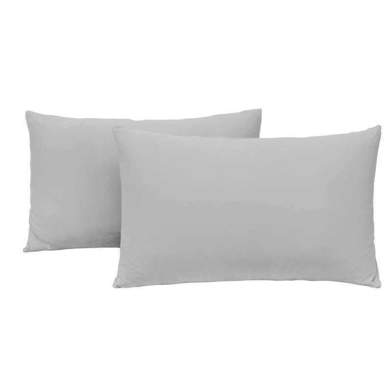 lot 4362 image: Jersey Knit Pillow Cases StandardQueen Set of 2 - Grey Pillowcases with Ultra Soft T-Shirt Like Microfiber Blend - Envelope Closure & Suitable for QueenStandard Pillows, Light Gray