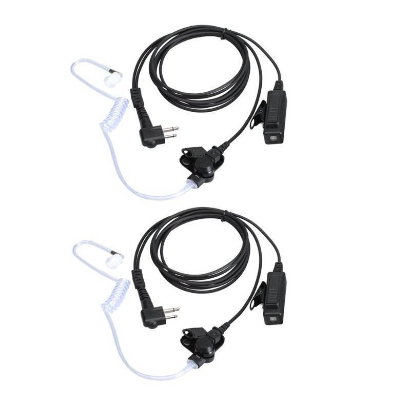 lot 4579 image: KCTIN Earpieces for Motorola Walkie Talkies with Mic 2 Pin Acoustic Tube Headset and PPT for CP200 GP2000 XU1100 PRO1150 MU12 (2 Pack)