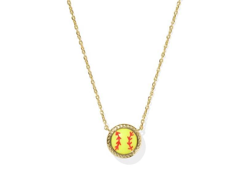 lot 5159 image: 9608877955 Softball Short Pendant Necklace - Gold Chartreuse Magnesite