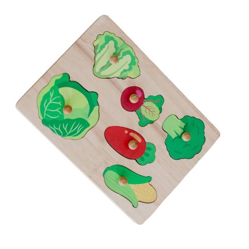 lot 5207 image: Montessori Vegetable Knob Puzzle, Wooden Puzzle for Toddlers, Toddlers 2 years old and up, Sensory Toys, Fine Motor Skills, Critical Thinking