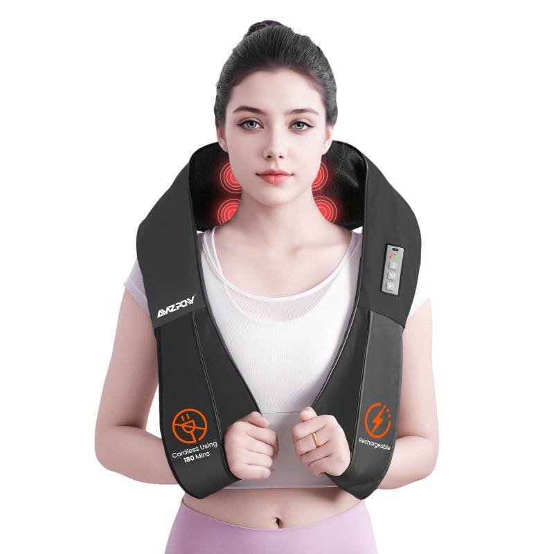 lot 5352 image: AMZPONY Cordless Neck Massager for Pain Relief Deep Tissue, Rechargeable Shiatsu Neck and Back Massager with Heat Kneading Shoulder Massage for Body Muscle Pain Relief,Gifts for Dad Mom Friends