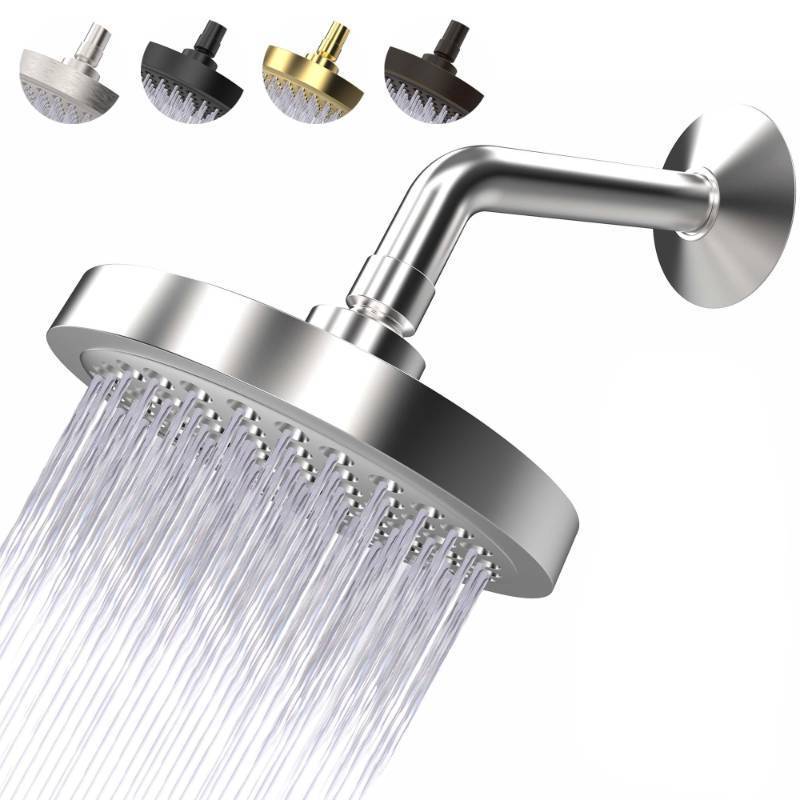 lot 6273 image: High Pressure Shower Head - Anti-Clogging Silicone Nozzles - 2.5 GPM Removable Restrictor - Easy to Clean Adjustable Replacement - easy to install with Plumbers Tape - 6 inch - Classic Chrome Finish