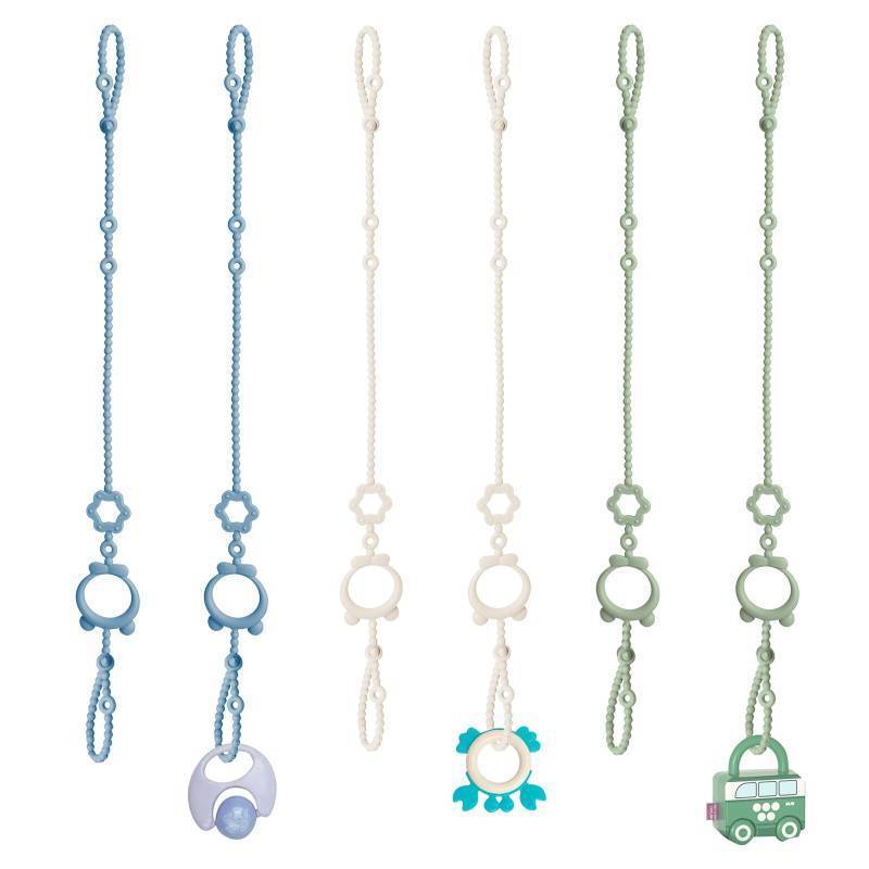 lot 6284 image: Sopkdey Toy Straps for Baby, 6pcs Adjustable Toy Holder for Stroller Accessories, Silicone Baby Tether Pacifier Clip, No Throw Baby Travel Essential Leash for High Chair, Car Seat, Baby Toy Clips