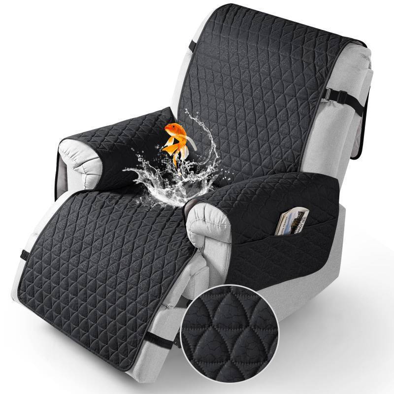 lot 6292 image: TAOCOCO 100% Waterproof Recliner Cover - Recliner Cover with Non-Slip Granule, Recliner Chair Covers with Elastic Band, Recliner Chair Covers for Reclining Chair(Black, Medium-25)