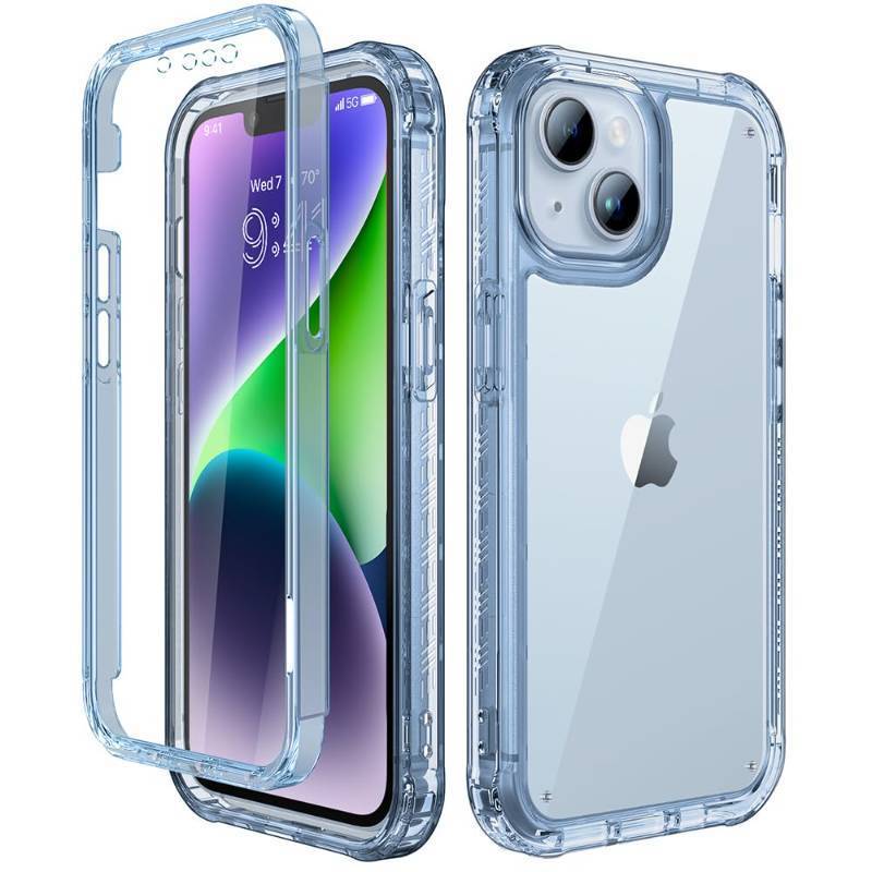 lot 6399 image: Lifedance Designed for iPhone 1413 Case, Full-Body Rugged Protective Case with Built-in Screen Protector, 10 FT Military Grade Drop Protection Heavy Duty Shockproof Case, Clear Blue