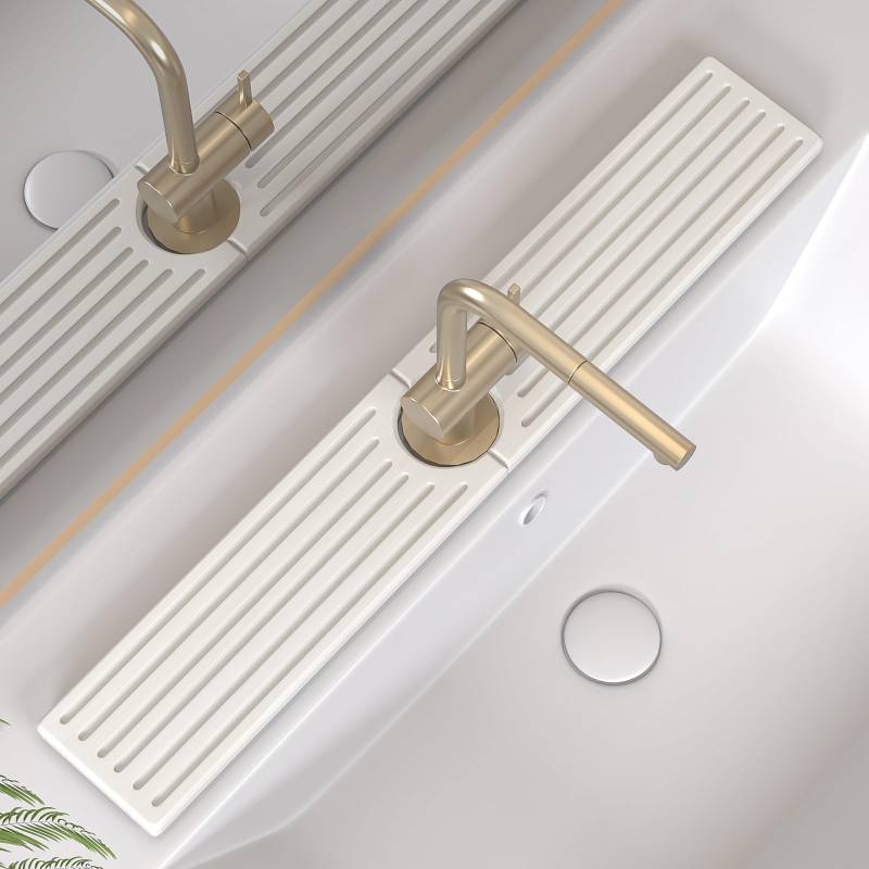 lot 6776 image: Kitchen Faucet Mat, Diatomite Sink Faucet Mat Splash Guard for Kitchen, Water Absorbing Stone Tray for Sink, Quick Drying Faucet Mat for Kitchen Sink, Absorbent Stone Drying Tray for Bathroom Counter