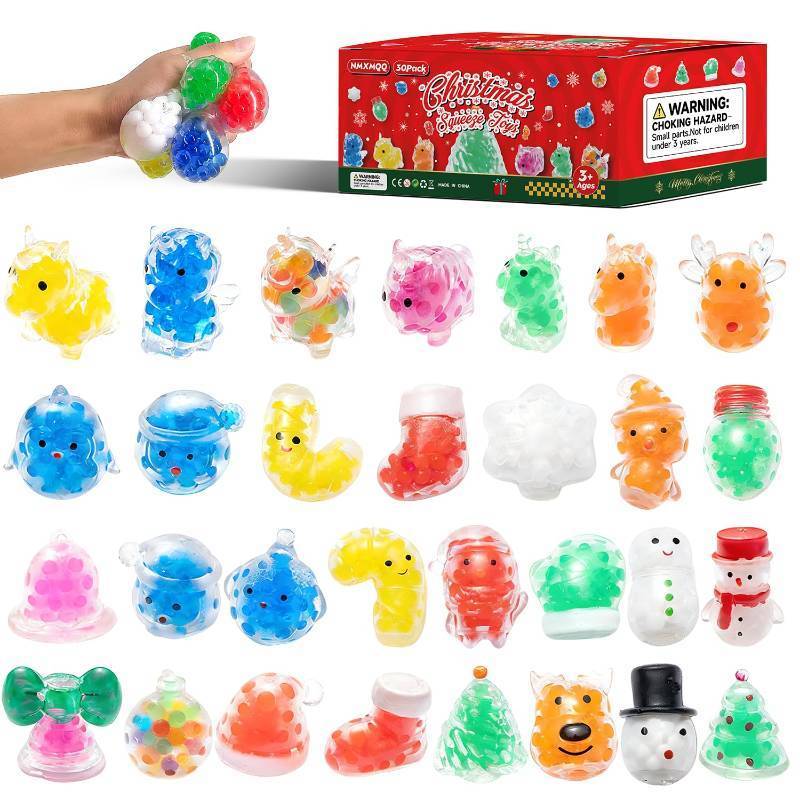 lot 6808 image: 30PCS Christmas Stress Balls,Squishy Balls,Squishy Squeeze Balls Bulk Fidget Toys for Adults,Stress Relief Balls, Party Favors,Birthday Gift