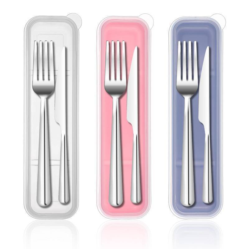 lot 2722 image: Tyqour 3PCS Portable Flatware Box Plastic, Simple Travel Tableware Storage Case, Reusable Utensil Container for Lunch Box for Cutlery Kit Pink, Blue,Transparent