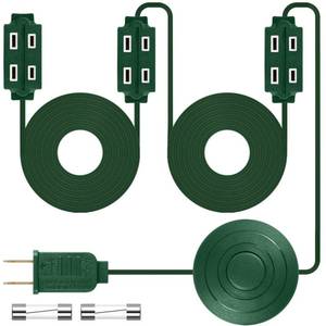 lot 2247 image: 15 Ft Green Extension Cord for Christmas Tree with 9 Outlets and Foot Switch - UL Listed Indoor Extension Cord for Christmas Lights and Holiday Decorations