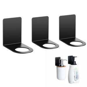 lot 2253 image: Adhesive Soap Bottle Dispenser Holder Wall Mount for Shower No Drilling Shampoo Conditioner Dispenser Hanger Shower Bottle Holder Set of 3 Soap Dispenser Holder Matte Black Rack Hook-Dia 2.7cm