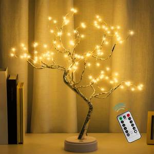 lot 2262 image: PXBNIUYA 108 LED Sparkly Fairy Tree Lamp, Warm White, Remote Control, USBBattery, 8 Modes, DIY Bonsai Decor, Festival Decoration Light