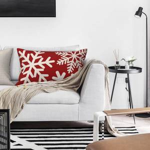lot 2264 image: NIDITW Happy Holidays Snowflakes Falling Red Cotton Linen Throw Pillow case Cushion Cover Sofa Chair Decorative Rectangle 12x20 Inches (37)