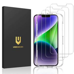 lot 2271 image: UNBREAKcable 3-Pack Screen Protector for iPhone 14, Double Shatterproof Tempered Glass Easy Installation Frame 9H Hardness 99.99% HD Clear Case Friendly for iPhone 6.1 inch