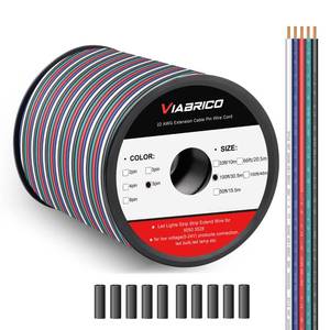 lot 2288 image: 100ft RGBW LED Extension Cable 22 Gauge 5Pin 12V DC Electrical Wire 5 Colors 22AWG Wires with 10PCS shrinkable Tubes for RGBW 3528 5050 Led Strip Copper Clad Aluminum Copper Wire