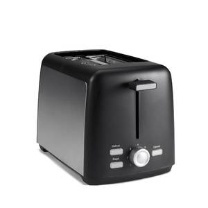 lot 2292 image: Amazon Basics 2 Slice Toaster, With 7 Browning Settings, Extra Wide Slots For Bagels and Special Breads, Removable Easy-to-Clean Crumb Trays, CancelDefrostBagel Buttons, 800W, Black & Silver