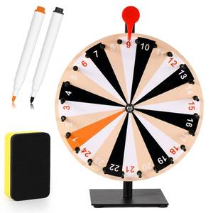 lot 2293 image: 12 Inch Spinning Prize Wheel, 24 Slots Tabletop Prize Wheel Spinner with Stand Roulette Wheel with Dry Erase & Markers for Carnivals, Trade Shows, Holiday Activities, Spin Game