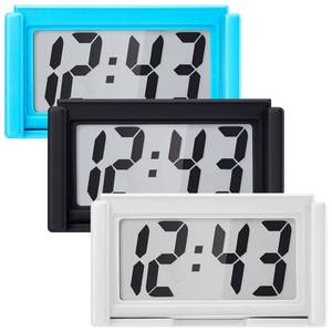 lot 2310 image: Frienda 3 Pieces Mini Digital Clock Small Digital Clock Stick on Battery Operated Self Adhesive Bracket for Car Dashboard Fridge (White,Black,Blue)