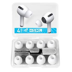 lot 2316 image: 4 Pair Replacement Ear Tips for AirPods Pro 2nd1st Generation with Portable Storage Box and Cleaning Pen, Anti Slip Soft Silicone Ear Tip with Noise Reduction, Bulit-in Dust Screen, XS S M L