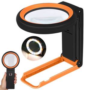 lot 2329 image: KIBTOY Magnifying Glass with Light and Stand, Foldable Handheld Magnifying Lenses 18 LED Illuminated Lighted Magnifier for Seniors Reading, Close Work, Coins, Jewelry Black