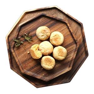 lot 2353 image: Set of 2 Acacia Wooden Trays Serving Platters Round Square Veggie Serving Tray Decor Bread Charcuterie Board Fruit Hosting Essentials Cheese Platter Vegetable Food Dish Charger Plate Charcuterie Board