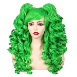 lot 2364 image: ColorGround Long Curly Cosplay Wig with 2 Ponytails (Green)