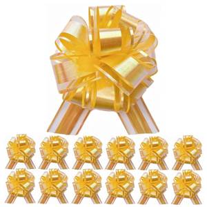 lot 2371 image: 6PCS Yellow Pull Bows for Gift Wrapping, 6 Inches Large Gift Bow, Laser Ribbon Decoration for Flower Bouquets and Basket, Aurora Bows for Birthday Presents, Anniversary, Wedding (Yellow)