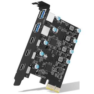 lot 2374 image: YEELIYA USB PCIE Card 5-Port (3X USB C,2X Type A) PCI Express Expansion Card Desktop PC Internal hub for Windows 1087 and MAC OS 10.8.2 Above