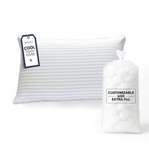 lot 2376 image: Beckham Hotel Collection Summer Sanctuary Queen Pillow - Cooling Qmax Adjustable Down Alternative Pillow wExtra Fill, Ideal for Side Back Stomach Sleepers