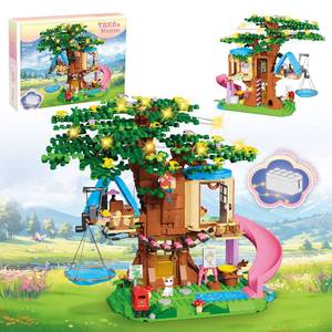 lot 2383 image: Treehouse Girls Forest Building Set 731PCS Compatible with Lego Friends, Fun Tree House Building blocks Kit Toys with Cat, Slide and Sky Hammock, Christmas Birthday Gifts for Kids Girls 6-12 Years Old