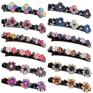lot 2398 image: 12PCS Sparkling Crystal Stone Braided Hair Clips for Women and Girls, Easily Braided Hair Clips Hair Bands, Shiny Rhinestone Hair Clip, Chopped Hairpin Duckbill Clips