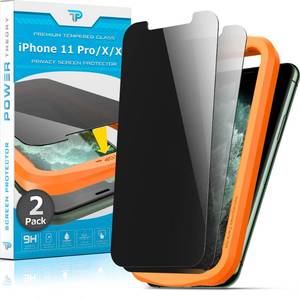 lot 2399 image: Power Theory Designed for iPhone X, iPhone Xs Privacy Screen Protector Tempered Glass Anti Spy protection 9H Hardness, Easy Install Kit, 99% HD Bubble Free Case Friendly, 2 Pack