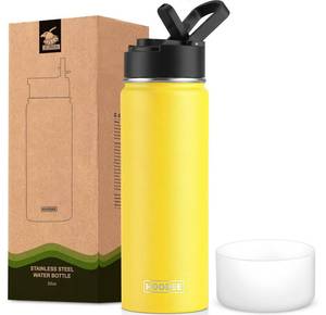 lot 2413 image: koodee Water Bottle with Straw-22 oz Stainless Steel Vacuum Insulated Water Bottle for Girls Metal Sports Flask for Adult(Yellow)
