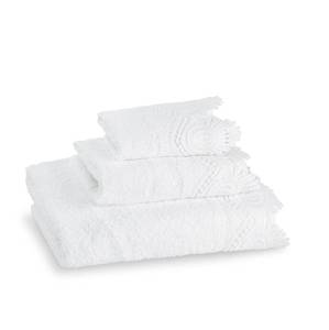 lot 2421 image: Zahari Home 3 Piece Laced Towel Set - Stylish Soft Plush Cotton Towels with Hand Towel & Washcloth - Highly Absorbent Towels for Bathroom, Gym, Hotel & Spa (Crochet White)