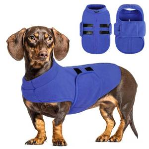 lot 2425 image: Queenmore Soft Fleece Dog Jacket, Warm Winter Coat with Leash Hole, Dachshund Sweaters for Small Dogs Cats (Blue, XL)