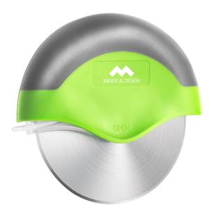 lot 2429 image: Mindful Design Pizza Cutter Wheel with Protective Blade Cover, Easy to Clean and Dishwasher Safe Ergonomic Pizza Slicer (Green)