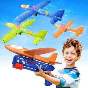 lot 2432 image: Fuwidvia 3 Pack Airplane Launcher Toys, 13.2 LED Foam Glider Plane Toy for Boys, 2 Flight Modes Outdoor Flying Toys Birthday Gifts for Boys Girls 4 5 6 7 8 9 10 11 12 Year Old (Blue&Green&Orange)