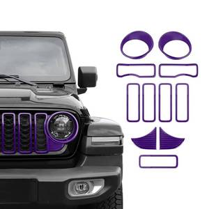 lot 2443 image: SQQP Front Grille Grill InsertHeadlight Turn Light Cover Trim Compatible with 2024-2026 Jeep Wrangler JL JLU & Gladiator JT Exterior Accessories,Not Fit for JL Sport & Sports (Purple)