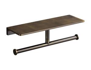 lot 2450 image: Sanliv Toilet Paper Holder, Solid Brass Double Roll Toilet Paper Holder with Shelf  Extra-Large Storage for Phone, Glasses  Heavy-Duty for Modern & Commercial Bathrooms, Brushed Bronze Finish