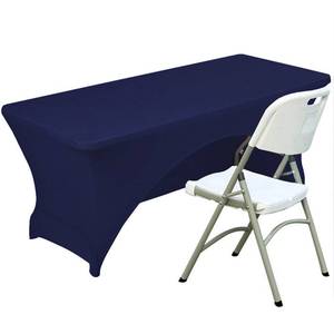 lot 2459 image: Fhberni Spandex Table Cover 5 ft. Fitted Polyester Tablecloth Stretch Table Cover Table Topper Open Back - Navy