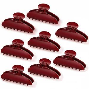 lot 2467 image: Yuxung 8 Pcs Large Acrylic Hair Claw Clips for Women Non-slip Strong Hold Jaw Clamps for Thick Thin Hair (Glossy,Red)