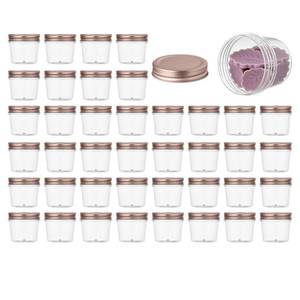lot 2821 image: novelinks 4 oz Small Plastic Jars with Lids, 40 Pack Mini Plastic Mason Jars with Lids 4oz, Craft Storage Containers & Canning Jars & Small Spice Jars for Kitchen Organization (40 Pack,Rose Gold)
