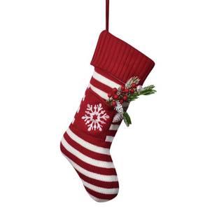 lot 2829 image: Anshome Large Christmas Stockings, Knitted Xmas Stockings Fireplace Hanging Xmas Stockings Decoration Red Stripe Snowflake Knitted Hanging Stockings Ornaments for Family Holiday Season Decor