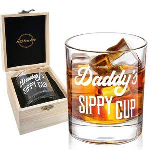 lot 2831 image: LIGHTEN LIFE Daddys Sippy Cup Whiskey Glass 12 oz,Unique Dad Gift in Valued Wooden Box,Funny Gag Gift for New Dad,Father,Husband from Kids Wife for Fathers Day,Birthday,Christmas